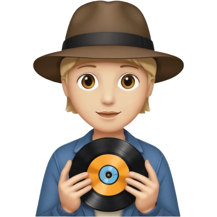 Record Collector + vinyl disc, Vintage Collectors. emoji