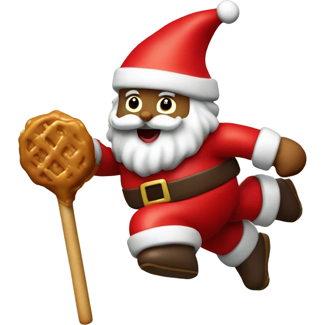 Santa Claus flies on a caramel stick emoji