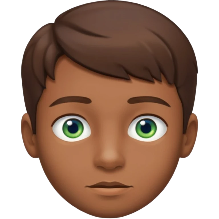 a young boy with brown hair, with a mix of blue and green eyes, a little bit of beard emoji