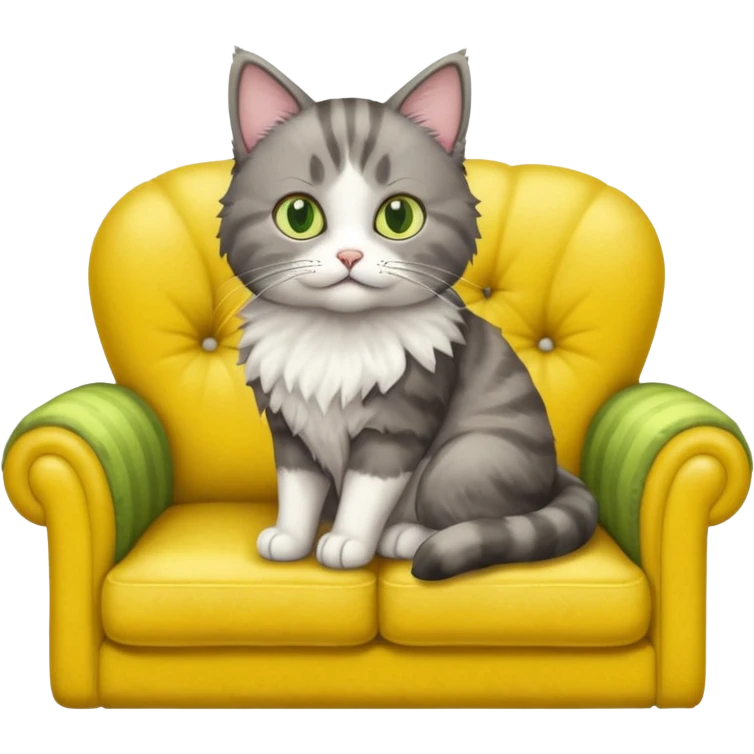 realistic cat in a yellow sofa emoji