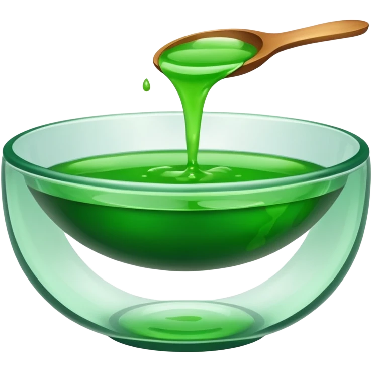 small dipping bowl filled with green liquid, simple, clear emoji