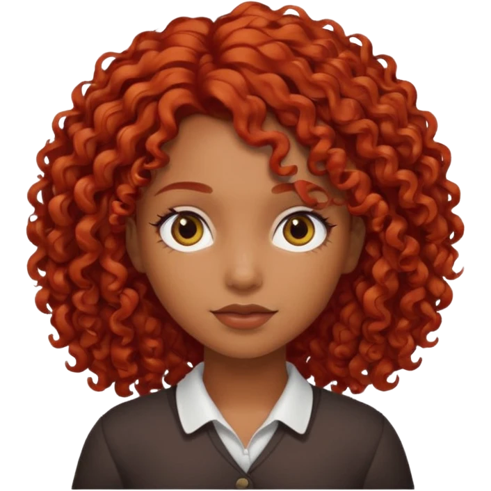 Una chica morena, rizada de pelo rojo emoji