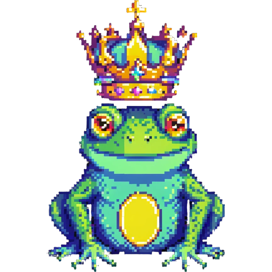 frog king with crown and glowing aura emoji