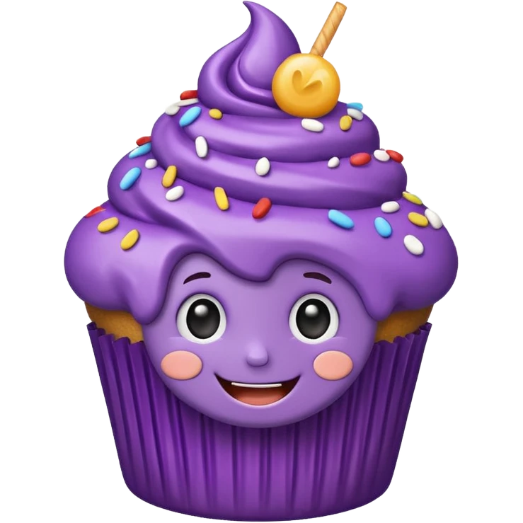 cute expressive purple cupcake character emoji emoji