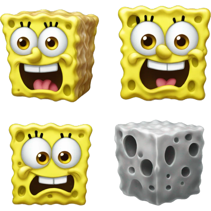 spongebob like an emoji very sharp, apple iOS style,  emoji