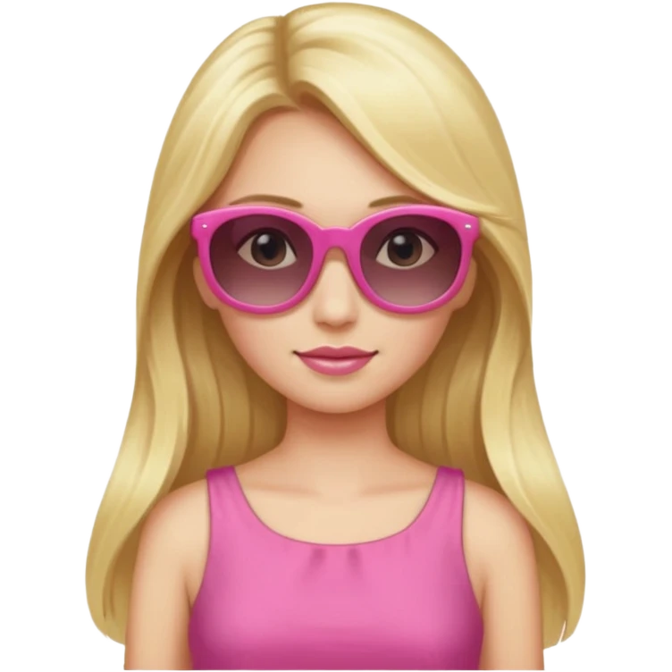 dior women with long blonde hair wear sun glasses, pink dress emoji