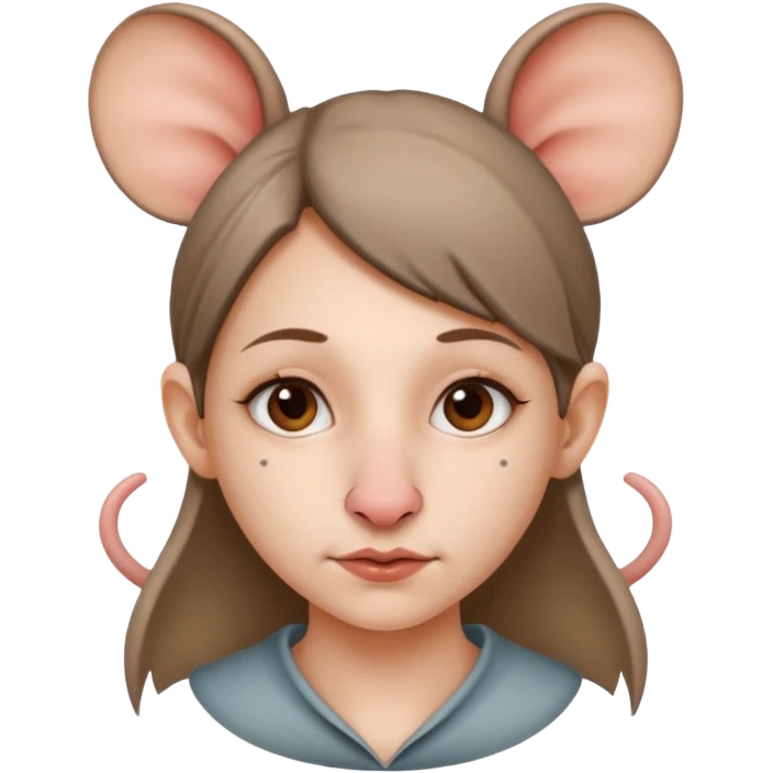 A girl with rat ears and rat nose emoji