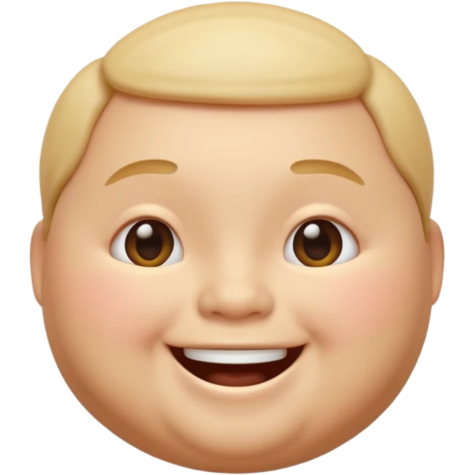 A 3D emoji in iOS emoji aesthetic style of a chubby person with round cheeks and a happy smile, soft and friendly expression, smooth glossy texture, minimal white background. emoji
