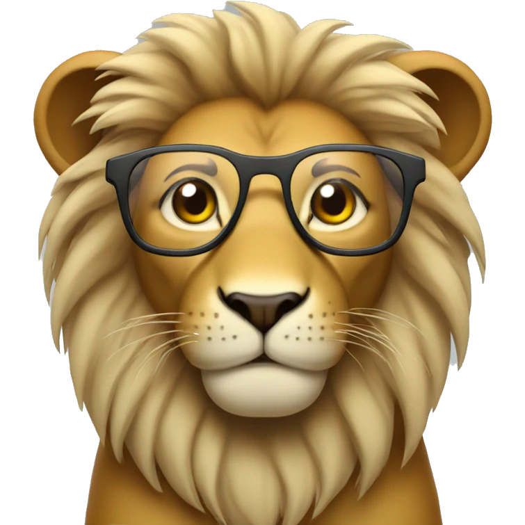 Lion with glasses being technical  emoji