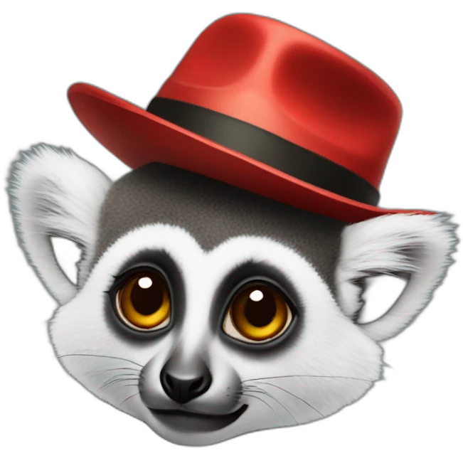 lemur wearing a red fedora emoji