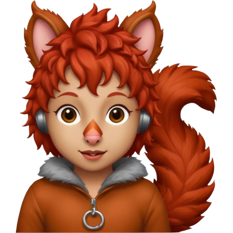I would like a red feminine squirrel pack, bonus points if you can incorporate red curly hair emoji