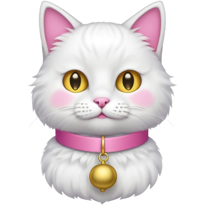 neko with bell pink coller white cat emoji