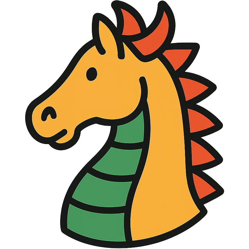 color outline icon of a dragon with a horse's head emoji