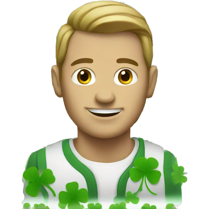 white man with clover emoji