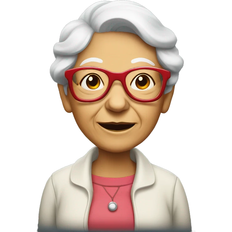 old lady with red glasses walking  emoji