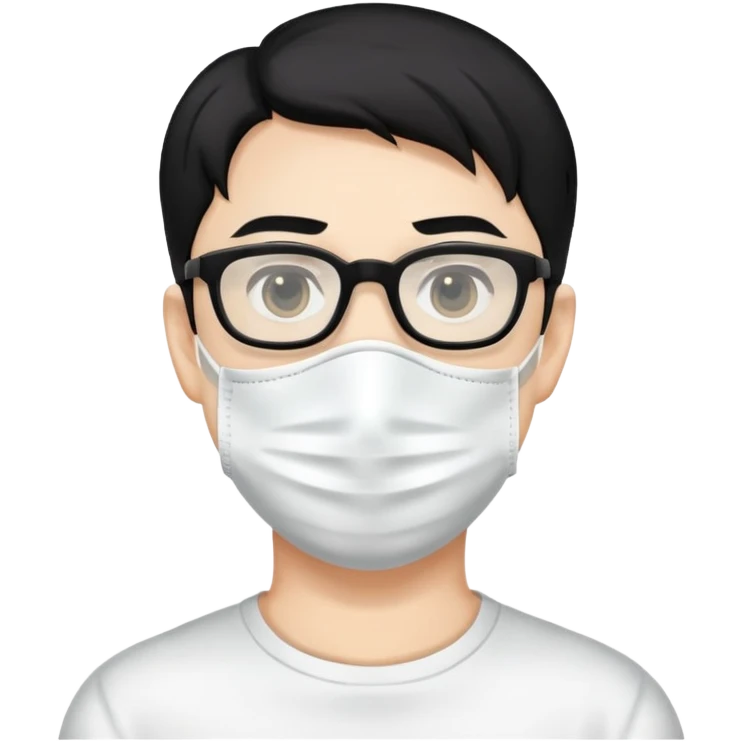 A man have short hair wear glasses and white mask emoji