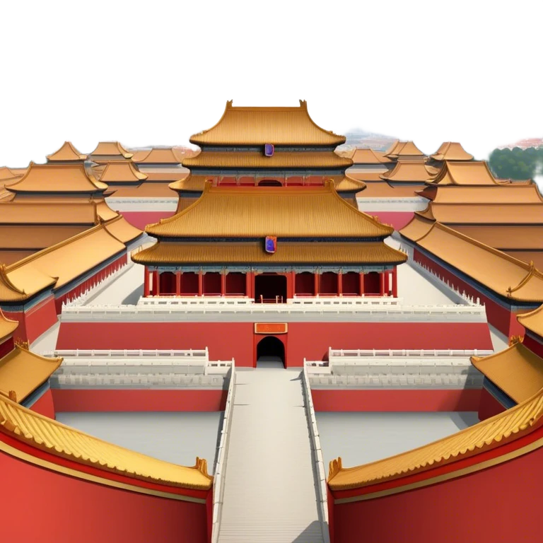 Cinematic Realistic Forbidden City Landmark Emoji, showcasing the imperial palace with iconic red walls and golden roofs rendered with rich textures and regal lighting. emoji