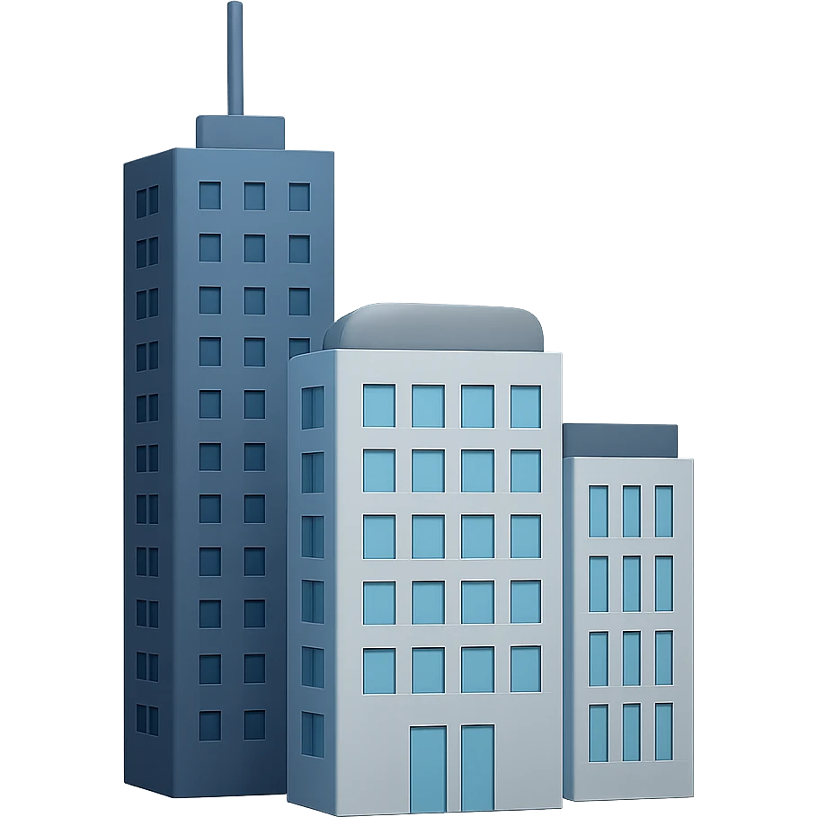Сгенерируй мне небоскребы в стиле Apple Эмоджи, на пнг фоне (без фона) emoji