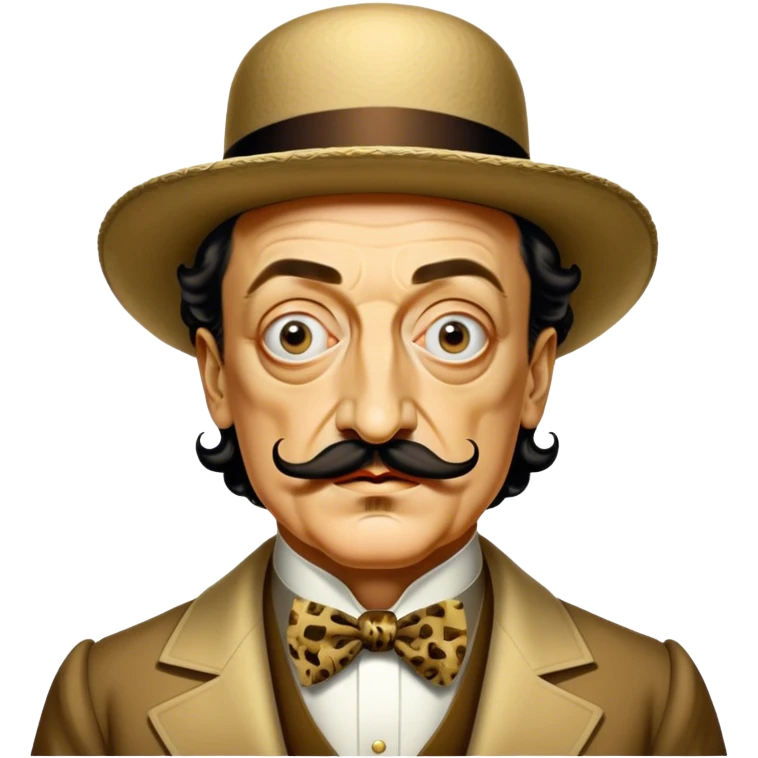 Cinematic Realistic portrait of Salvador Dalí, depicted as a surrealist artist with eccentric, expressive features and his iconic mustache, rendered with vibrant, imaginative lighting and richly detailed period attire that capture his avant-garde essence. emoji