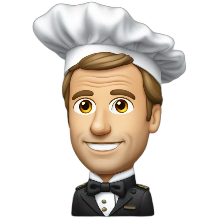 Le président Macron avec une toque de cuisinier sur la tête emoji