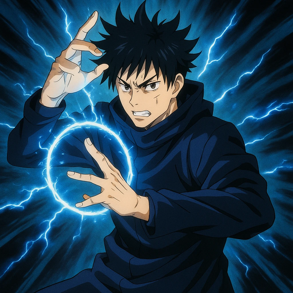 Jujutsu Kaisen sorcerer using technique, anime style emoji