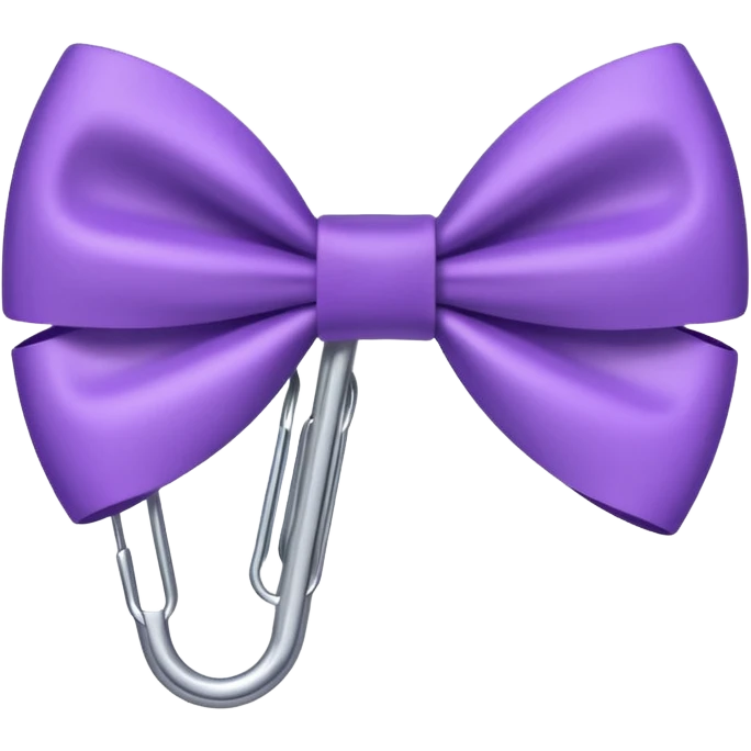 one silver paper clip with a purple bow in the middle emoji