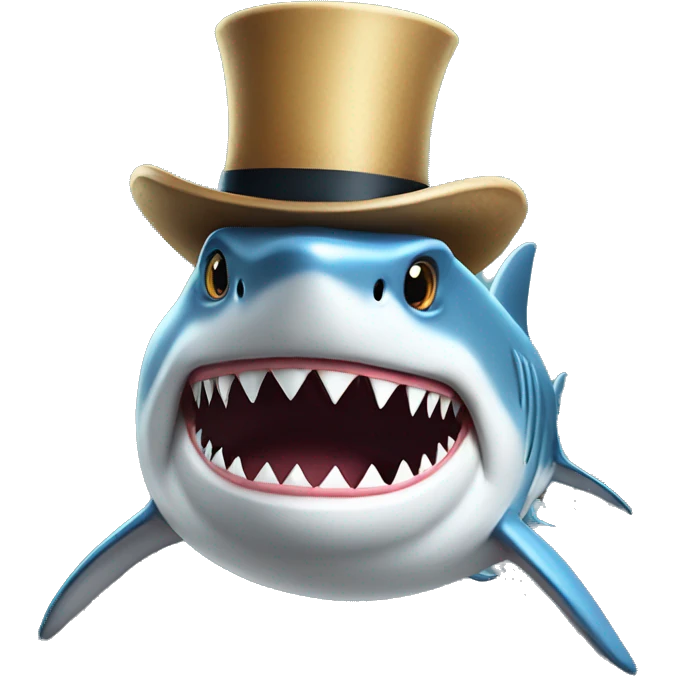 Shark with a top hat emoji