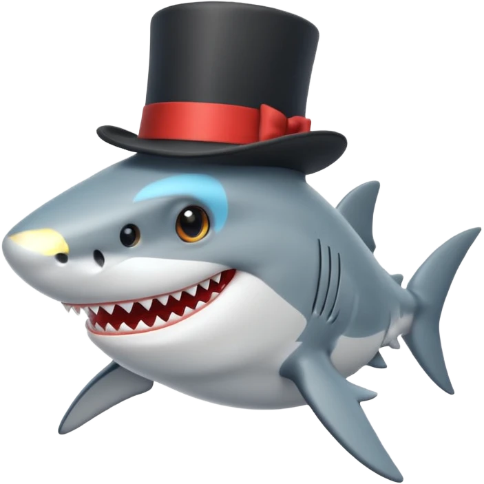 Shark with a top hat emoji