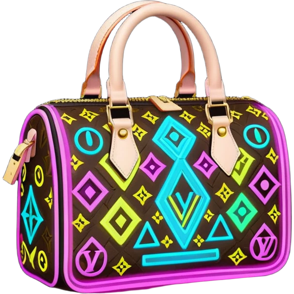 Louis Vuitton neon cyberpunk style bag  emoji