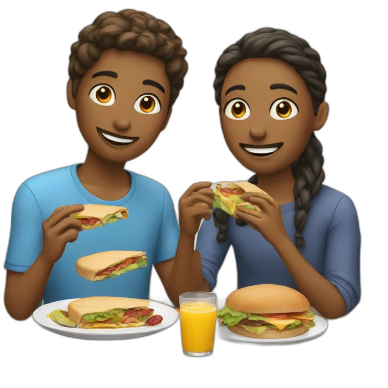 Two friends eating lunch emoji