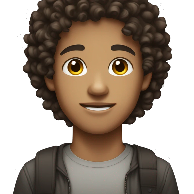 Dark brown Curly hair lightskin male teenager  emoji
