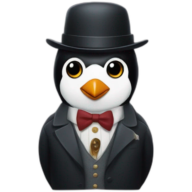 penguin super hero with peaky blinder netflix hat emoji