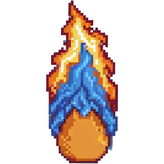 top fire end cap, flame tip pointing up, orange and yellow emoji