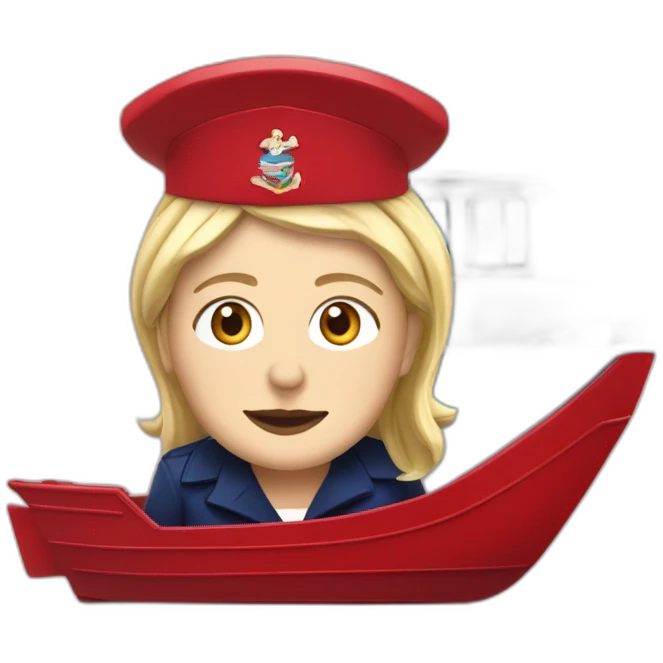 marine le pen sur un bateau rouge emoji