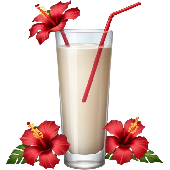 coconut drink with red flowers emoji