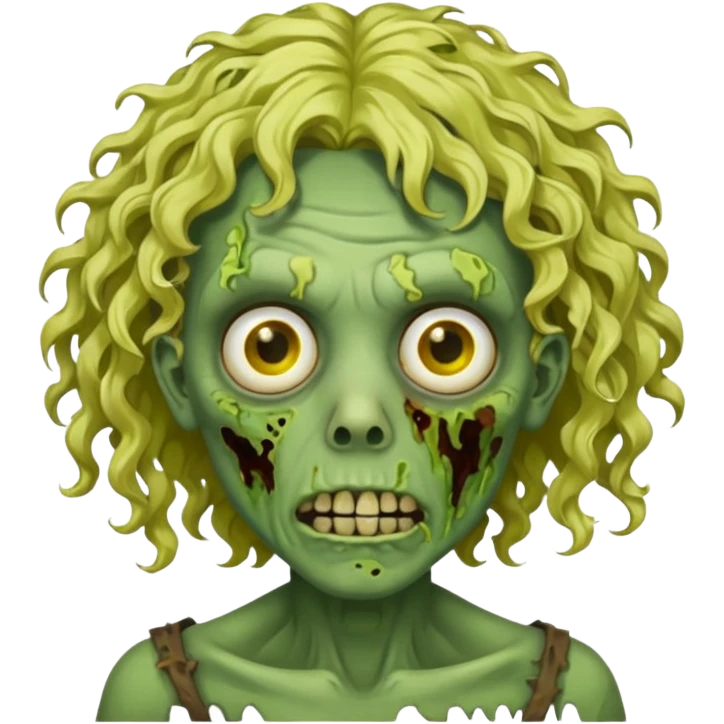 Uma zumbi verde de cabelo loiro cacheado  emoji