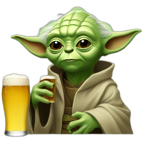 Yoda drinking a beer emoji