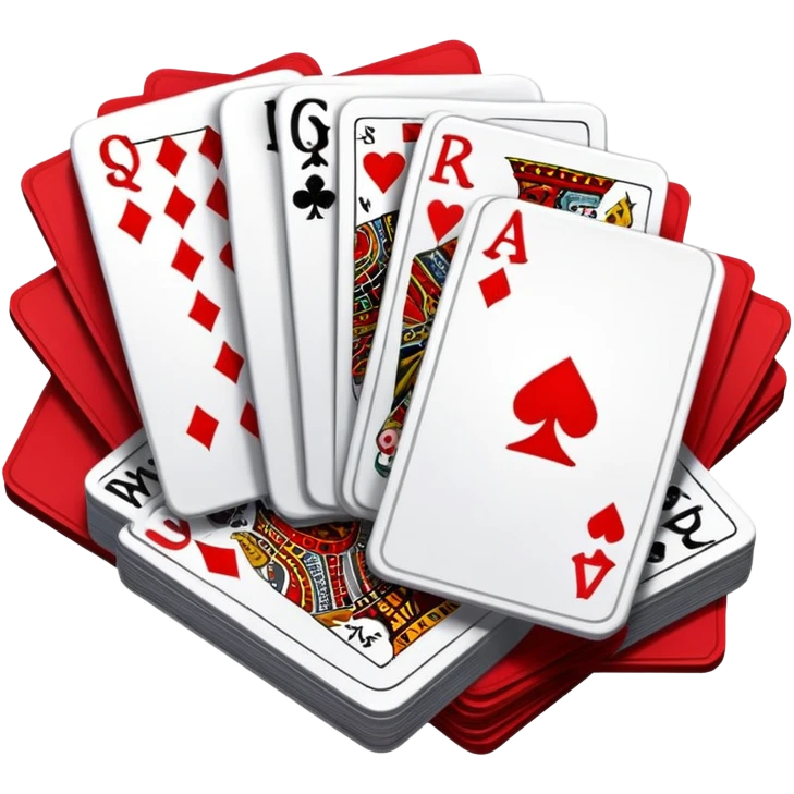Canasta card game with red and black cards and melds emoji