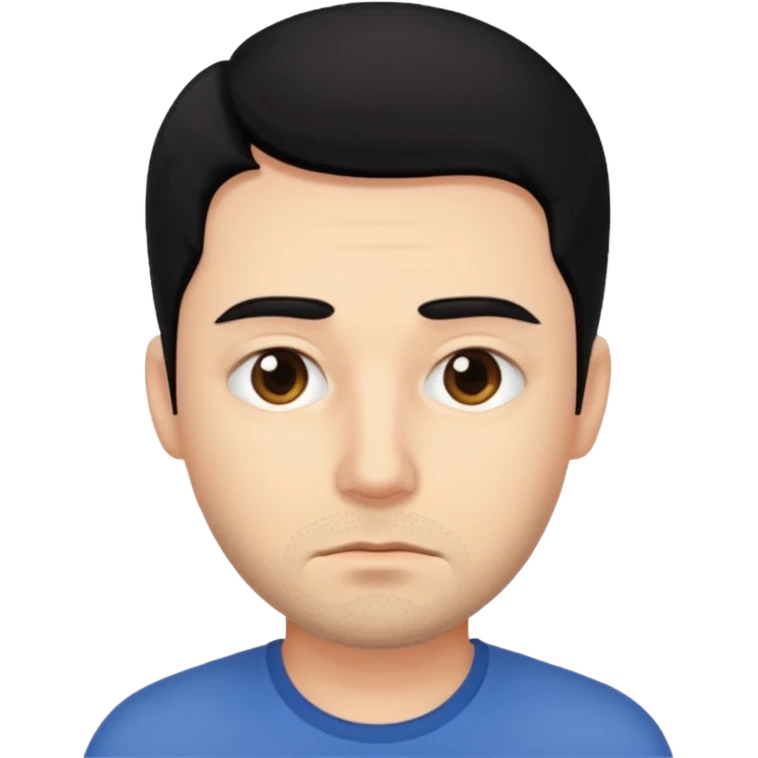 man with tired eyes black hair emoji