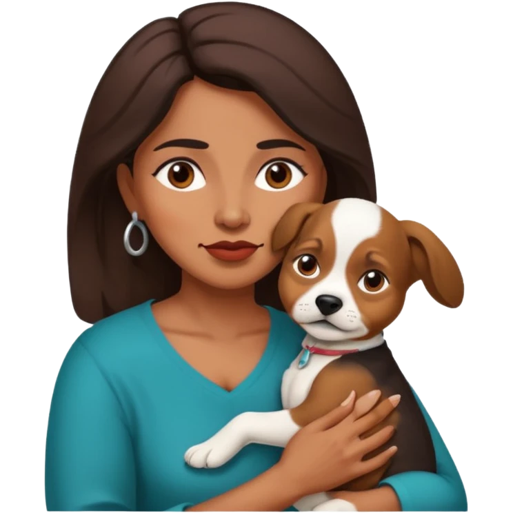 middle age mexican woman with puppy showing passion - strong and barely controllable emotion emoji