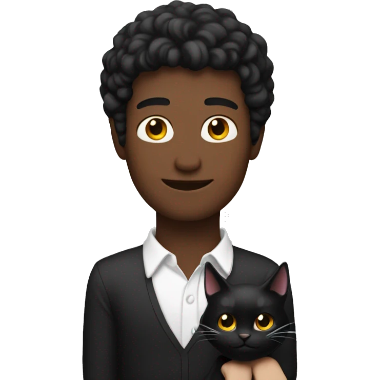 guy with black cat into his sholder emoji