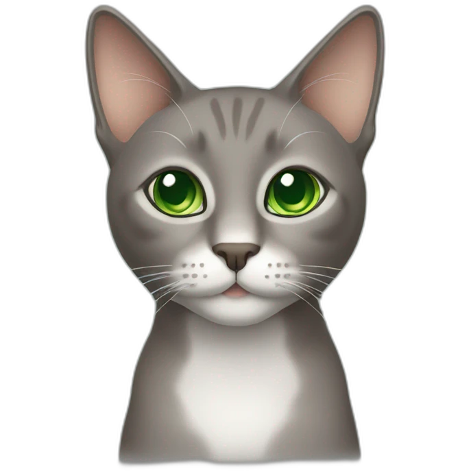 gray brown cat with green eyes  emoji