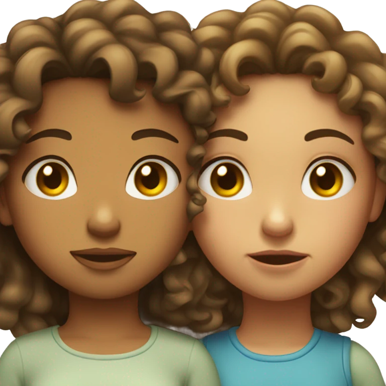  Two girls with curly hair one with eyes closed one pouting  emoji