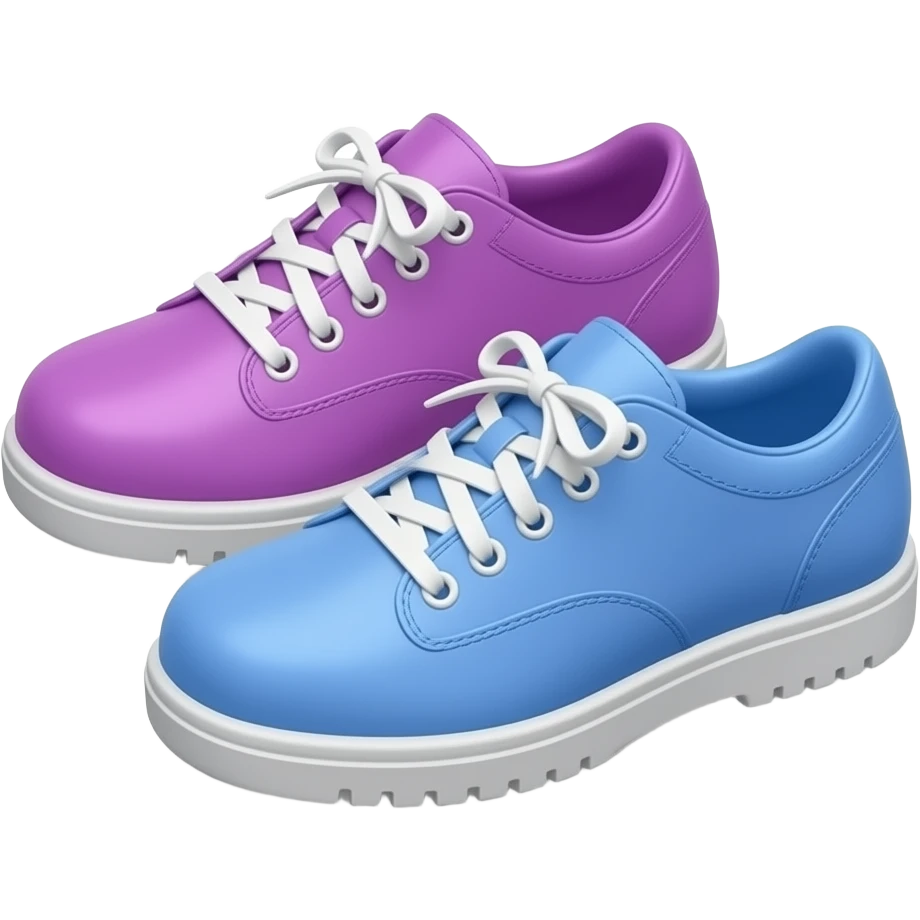 purple blue shoes placed casually on floor inspired by Barbie colour palette emoji