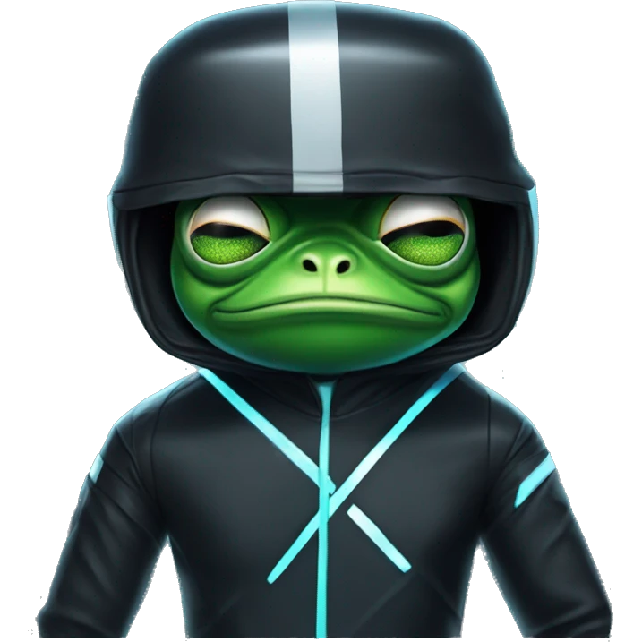 Pepe the frog wearing a Tron mascot, Tron bull, costume emoji