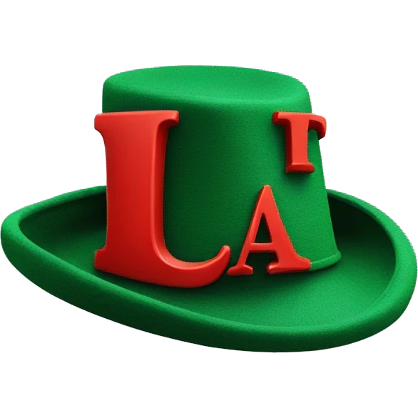 a green and red hat with the two letters QA wrtten on it emoji