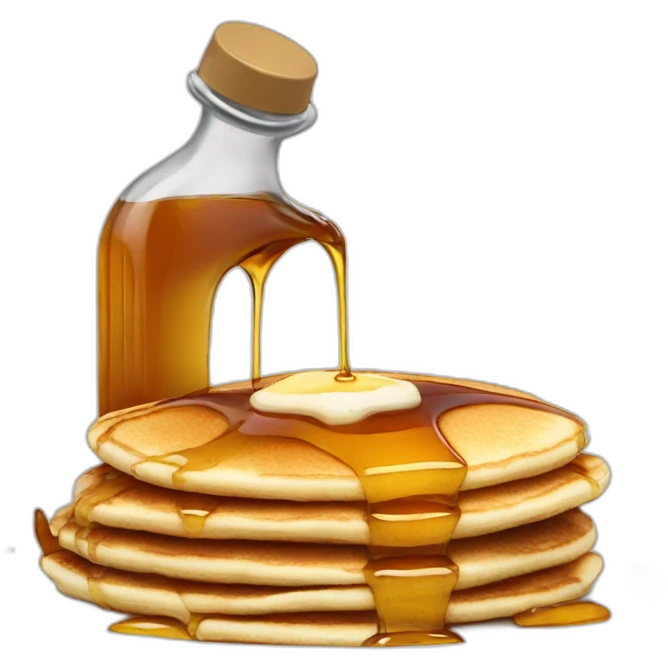 Bottle of maple syrup pouring on pancakes emoji