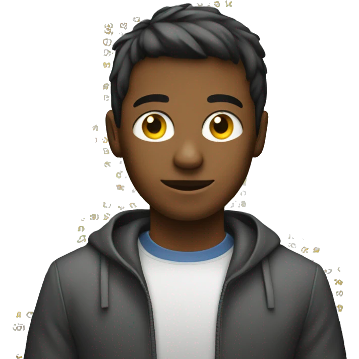 young man at computer numbers emoji