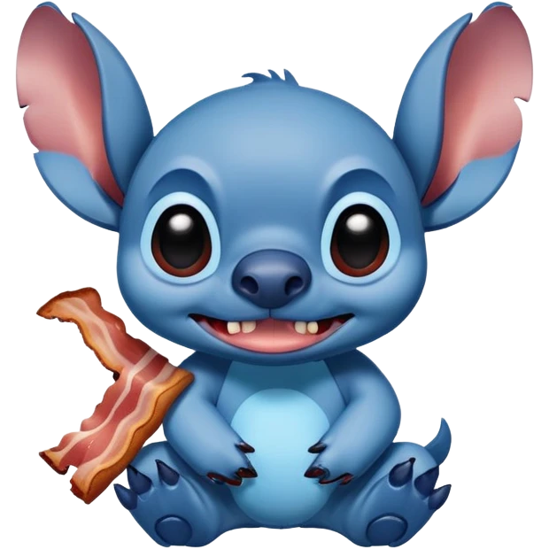 hungry Stitch with bacon emoji
