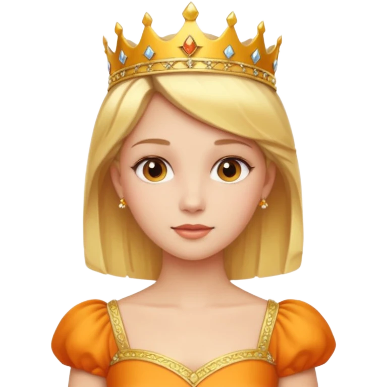 Princess in orange yellow Dress with gold Tiara, short Blonde Hair emoji